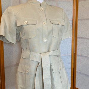 Calvin Klein Mandarin Collar/Safari Style Khaki Jacket - Size 4